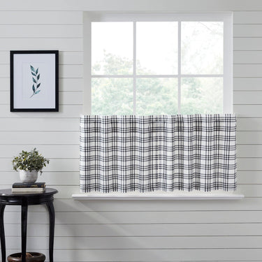 Sawyer Mill Black Plaid Tier Curtain Set of 2 L24xW36 VHC Brands - The Fox Decor